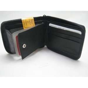  Leather Zipper Wallet Black 56BK 