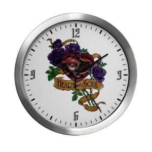  Modern Wall Clock Heart and Soul Roses and Motorcycle 