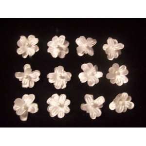  NEW 3/4 Smallest White Satin Flowers Set of 12, Limited 