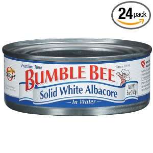 Bumble Bee Solid White Tuna in water, 5 Ounce Tins (Pack of 24 