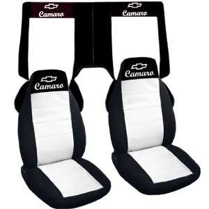 Black and white, 2009 Chevrolet Camaro car seat covers. Front and back 