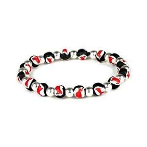  Red Dress Small Bead Bracelet with Sterling Rounds 