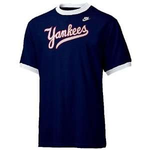 New York Yankees Blue MLB Cooperstown Short Sleeve Ringer Tee Shirt By 