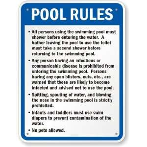    Hawaii Pool Rules Sign Aluminum, 30 x 24