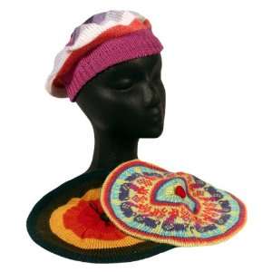 Tams Hats Beret Alpaca Set of 2 Fair Trade Artisan Hand Knit Assorted 
