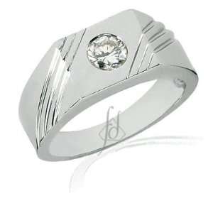  1 Ct Round Cut Diamond Mens Wedding Ring 14k SI2 H COLOR 