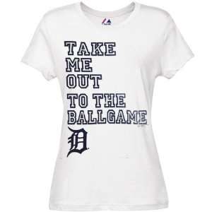   Detroit Tigers Ladies White Fake Out T shirt