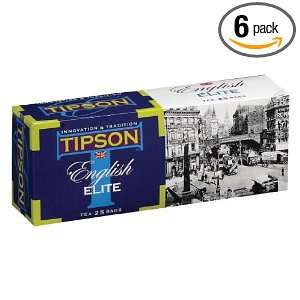 Tipson English Elite String & Tag Teabag, 25 Count Tea Bags (Pack of 6 