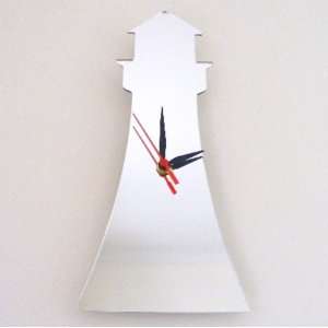  Lighthouse Clock Mirror 30cm x 14cm (12 inches   longest 