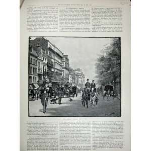  1895 London Season Piccadilly Buildings Horses Carriage 