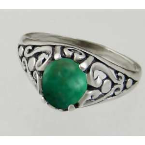   Filigree Ring Featuring a Genuine Green Turquoise Made in America