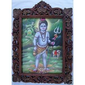  Lord Krishna like a small Shiva, Wood Craft Frame 
