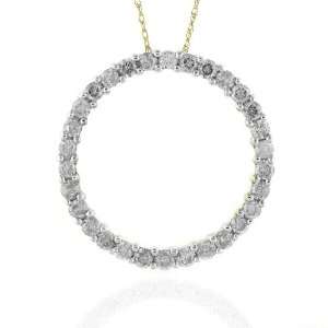   14K Yellow Gold 1.5 Carat Diamond Circle Pendant w/ 18 Chain Jewelry