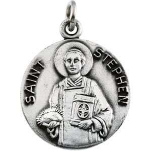   Silver 18.00 MM St. Stephen Medal With 18.00 Inch Chain Jewelry