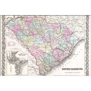  1855 Map of South Carolina   24x36 Poster (REPRODUCTION 
