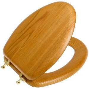 Mayfair 19601BR 378 Natural Wood Series Toilet Seat with Brass Hinges 