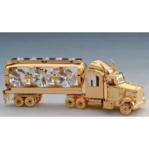  Oil Truck Swarovski Crystal 24k Gold Plated Figure NIB 