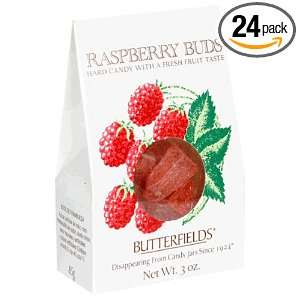 Butterfields Candy, Raspberry Buds, 3 Ounce Boxes (Pack of 24)  