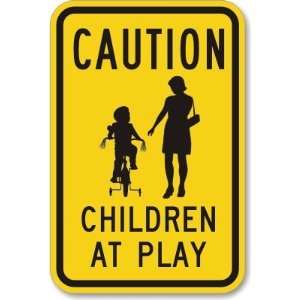   Play (Mother & Tricycle Graphic) High Intensity Grade Sign, 30 x 24