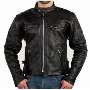 Leather motorcycle Jackets with Zip out Lining & Side Laces, Mens 