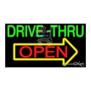 Drive Thru Open Neon Sign 20 inch tall x 37 inch wide x 3.5 inch deep 
