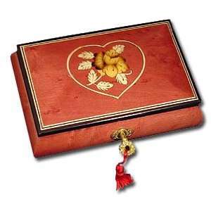  Wine Red Hand Inlaid Heart Musical Jewelry Box Everything 