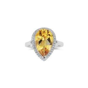  0.19 Cts Diamond & 3.41 Cts Citrine Ring in Silver 3.0 