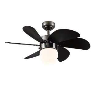   30 Inch Six Blade Indoor Ceiling Fan, Gun Metal with Opal Frosted