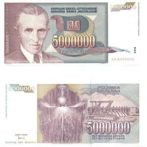  Yugoslavia 1993 5,000,000 Dinara, Pick 121 Everything 