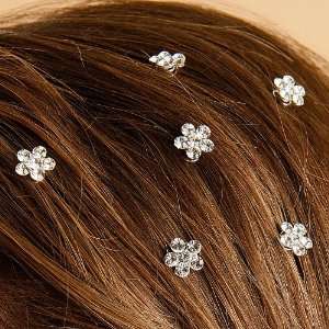 Prom or Bridesmaid Crystal Flower Hair Spirals (12) Rose 