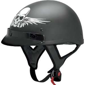  AFX FX 70 Open Face Helmet   Flat Black Skull   Medium 