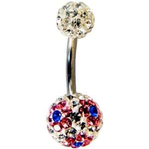 Crystal Flower Belly Ring by GlitZ JewelZ ©   Clear Diamond, Pink 