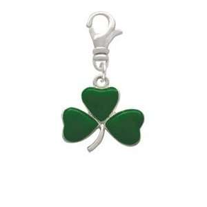  Green Three Leaf Clover Shamrock Clip On Charm [Jewelry 