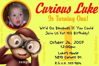 Custom CURIOUS GEORGE Birthday Party Invitations  