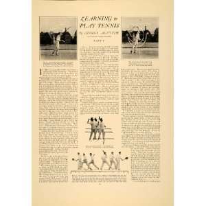  1924 Article Tennis Game Swing George Agutter Instructor 