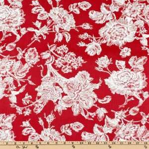  43 Wide Always & Forever Large Floral Red/White Fabric 
