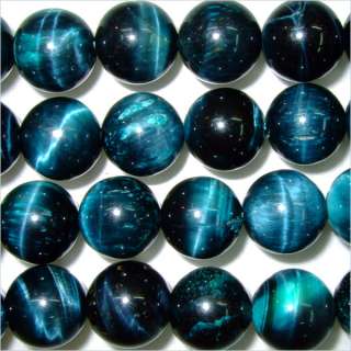 10MM ROUND TIGEREYE BLUE DYED BEADS 15L  