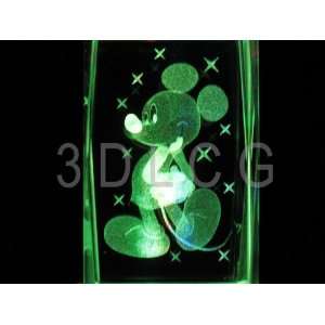 Disney Mickey Mouse Classic 3D Laser Etched Crystal S1 