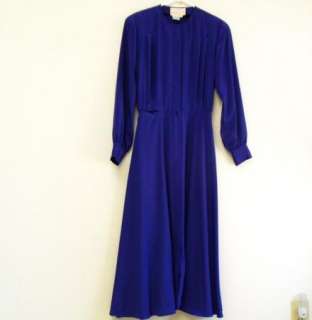 Full Flowy Purple Silky Belted Shirtdress Dress sz 8 M  