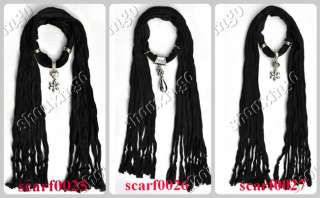 jewelry 3pcs mix lots black womens cahrm cotton pendant scarf 