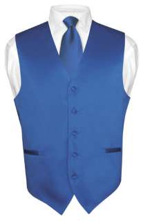 Mens ROYAL BLUE Tie Dress Vest and NeckTie Set for Suit or Tuxedo 