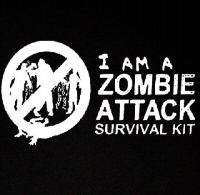 am a ZOMBIE ATTACK SURVIVAL KIT dead funny SHIRT XL  