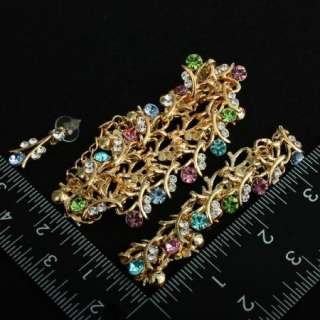 ARINNA color stone necklace dangle earring bracelet Set  