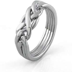  MENS 4 band STERLING SILVER Puzzle Ring MS 4WB Jewelry