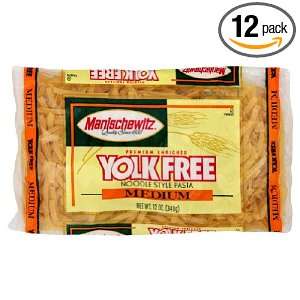 MANISCHEWITZ Yolk Free Medium Noodles , 12 Ounce Bags (Pack of 12 