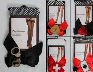Fishnet Thigh High Stocking Pantyhose with Bow and Applique Leg Avenue 