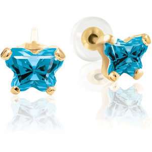 DECEMBER Birthstone Butterfly Bfly® CZ Earrings 14k Yellow Gold 