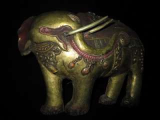 Old Tibetan Gilt Bronze Elephant Hasti Wall Plaque  