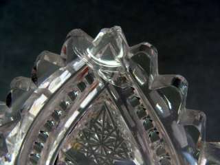 Large Oval Crystal Bowl Cut Glass Vase Stars  
