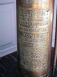 Antique Copper and Brass Belmont FIRE EXTINGUISHER Fireman Fire 